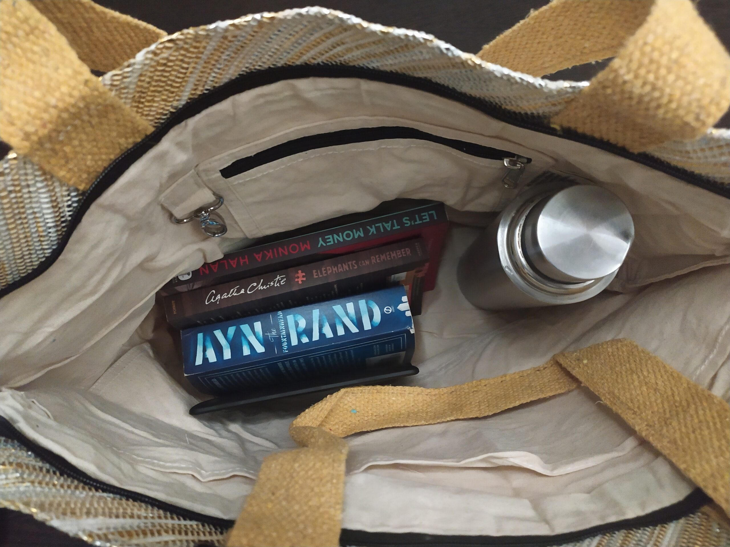 Trendy Upcycled Beach Bag Big Golden