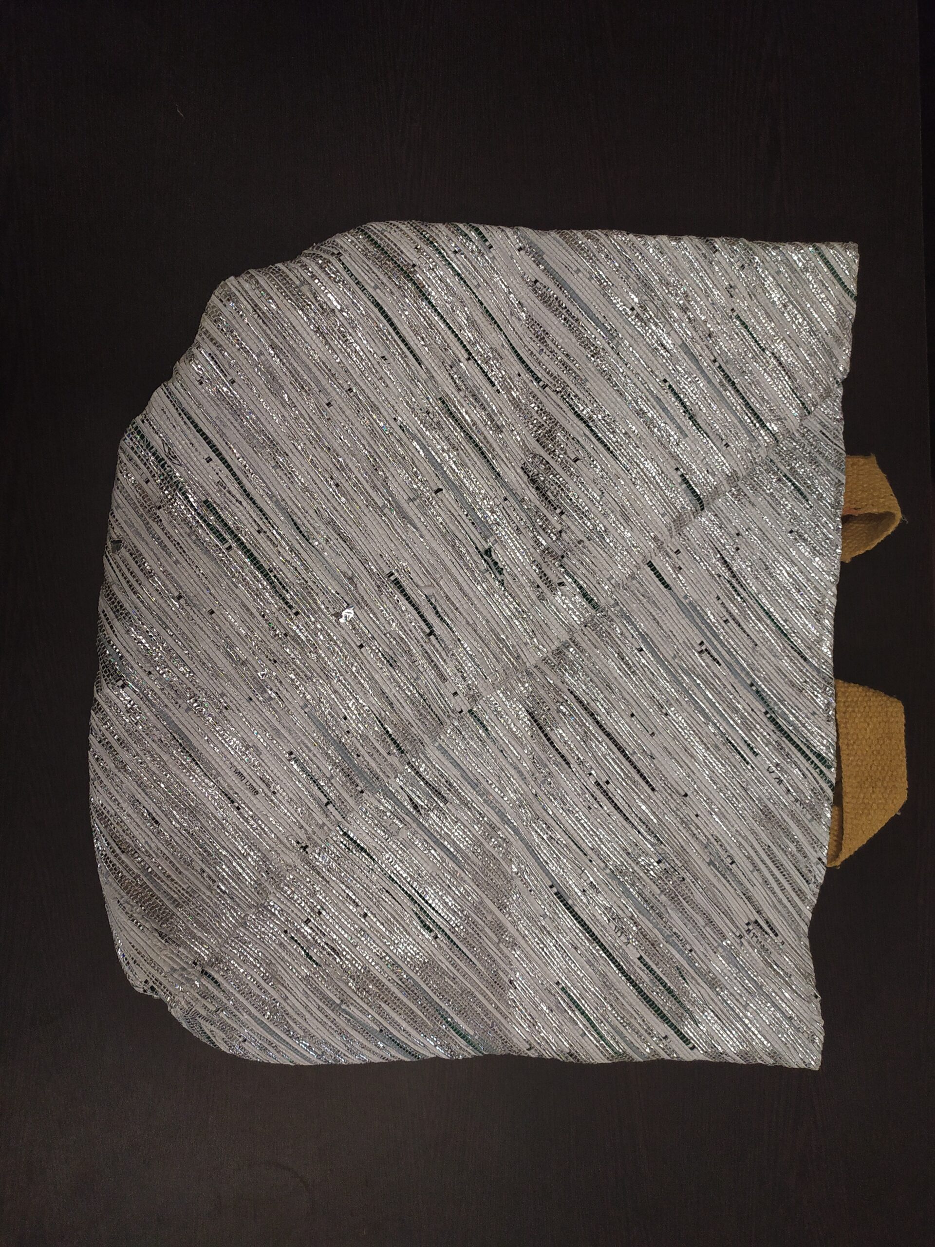 Trendy Upcycled Beach Bag Big Spotted Silver